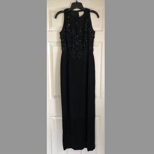 Black Beaded and Sequin Long Dress by Lanita Collection, Size 4